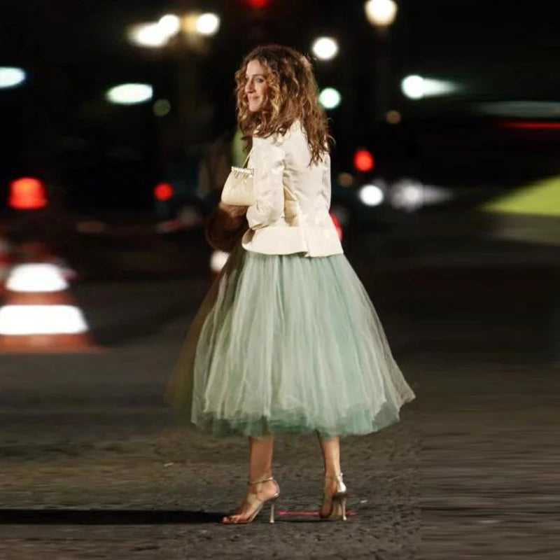 Ankle-Length Tulle Skirt – Puffy – Mesh – Mint Green | KIMLUD