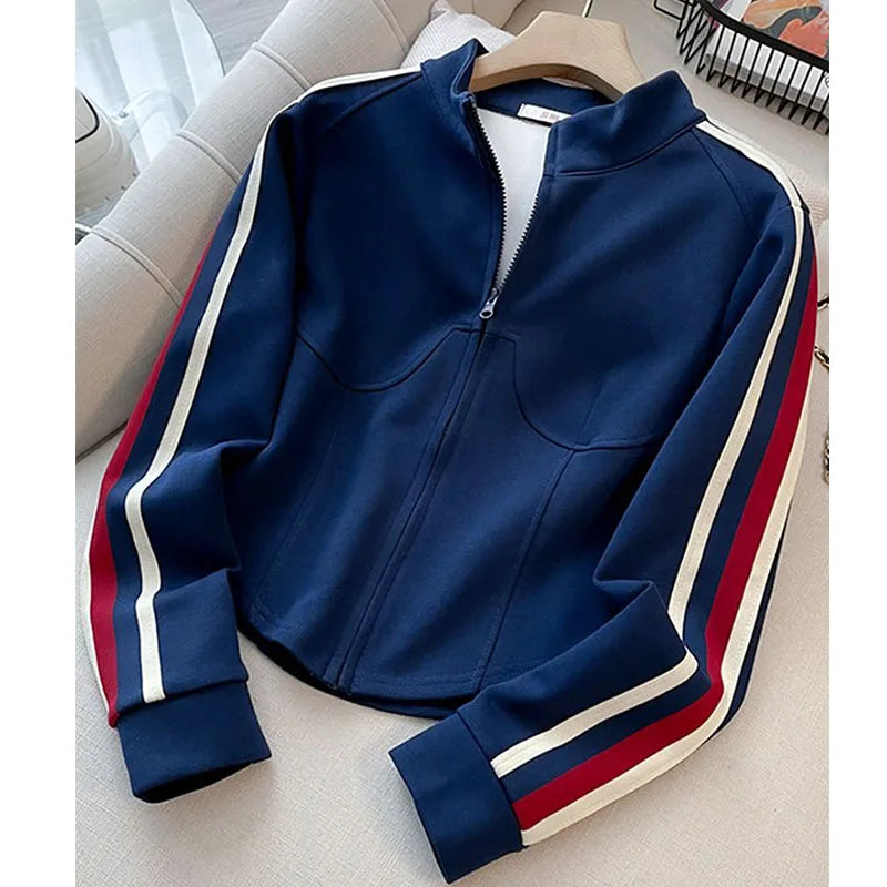Blue Casual Sports Suit Women's Autumn and Winter Stylish Slimming Cardigan Sweatshirt Straight Leg Pants Two-piece Setpant Sets