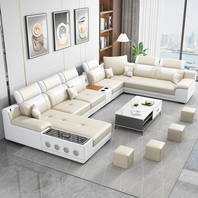 Fabric Sofa Modern Minimalist U-Shape — Gray | KIMLUD