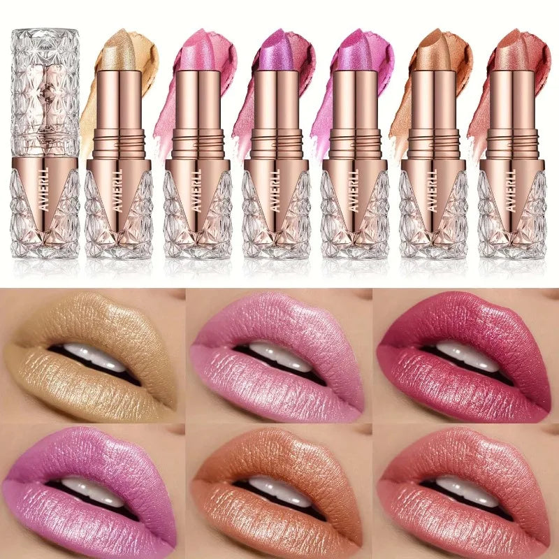 Pearlescent Lip Gloss 3 In 1 Lipstick Long Lasting Shine — Rose Pink | KIMLUD