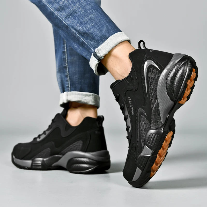 Corduroy Sneakers Casual Thick-Bottom Walking Shoes — Black | KIMLUD