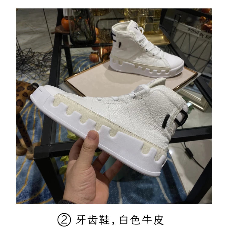 Ankle Boots – High-Top Sneaker Boots – Cowhide Leather | KIMLUD