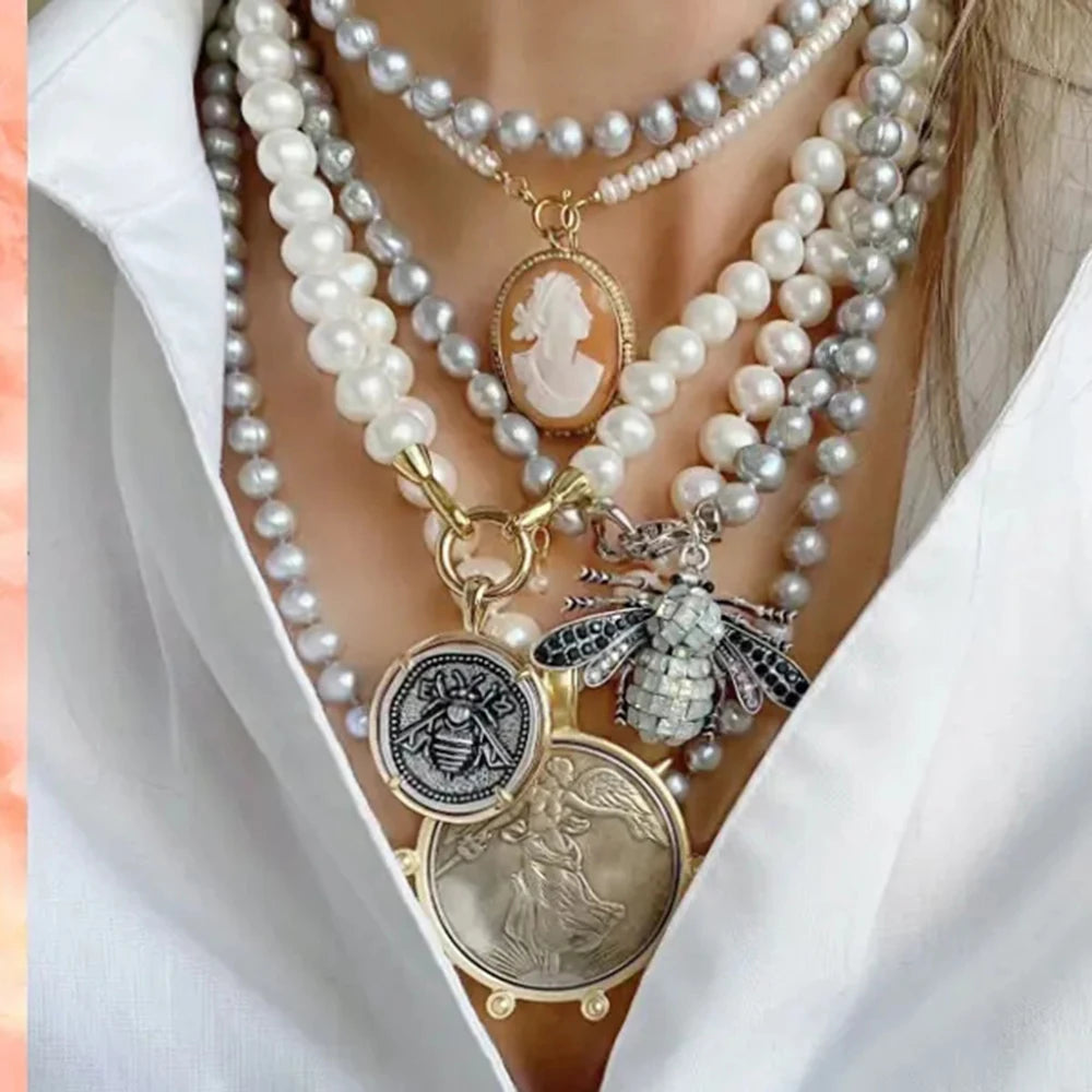 Pearl Multi-Layer Statement Necklace — Ivory | KIMLUD