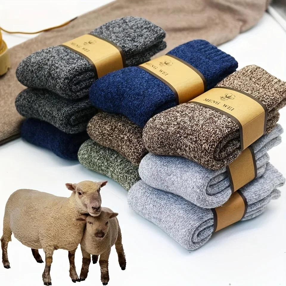Thermal Polyester Knit Socks Mid-Calf — Black | KIMLUD