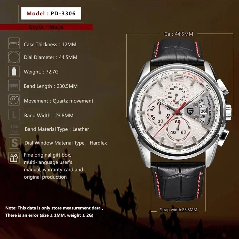 Premium Military Leather Quartz Watch — Black | KIMLUD