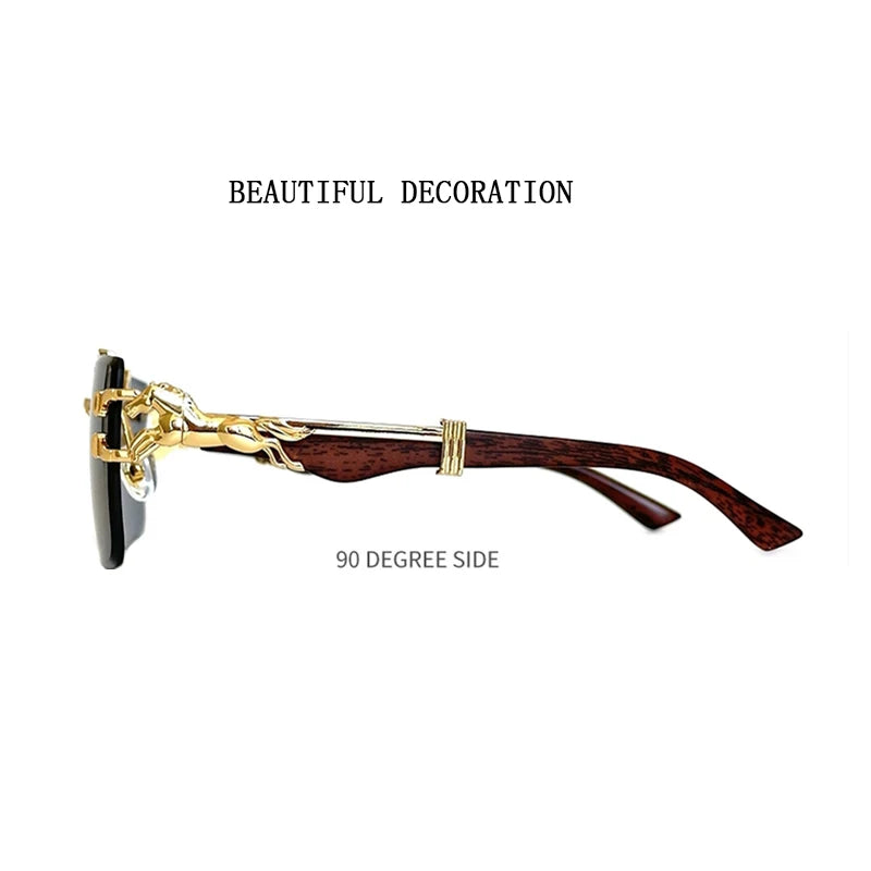 New In Sunglasses For Men Wooden Rimless Sunglasses Women  Vintage Square Fashion Glasses Luxe Gafas De Sol Hombre Zonnebril Sun