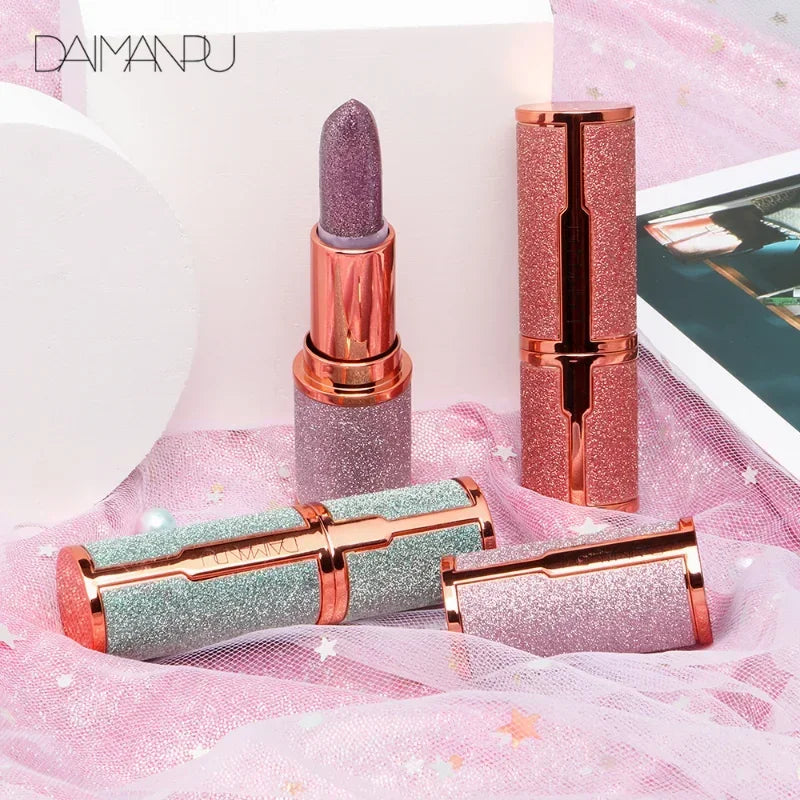 Color Changing Glitter Lipstick Temperature Sensitive Long Lasting Waterproof — Rose Gold | KIMLUD
