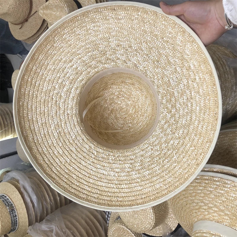 Elegant Straw Sun Hat With Ribbon — Natural | KIMLUD