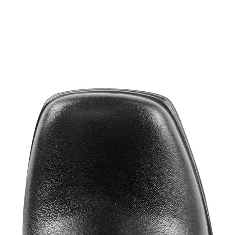 Onlymaker Women Quare Toe Double Platform Block Heel Ankle Boots Zipper Chunky Heel Black Matte Fashion Lady Ankle Boots