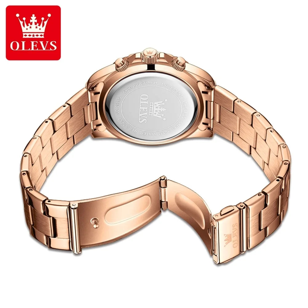 Stainless Steel Watch Rainbow Gemstone Bezel — Rose Gold | KIMLUD