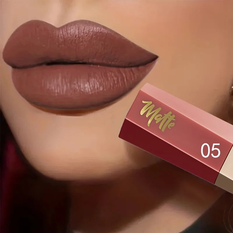 Matte Velvet Lip Tint, Nude Color Lip Glaze, Long Lasting Waterproof Non Transfer, Lightweight Soft Lip Makeup, Perfect Valentin