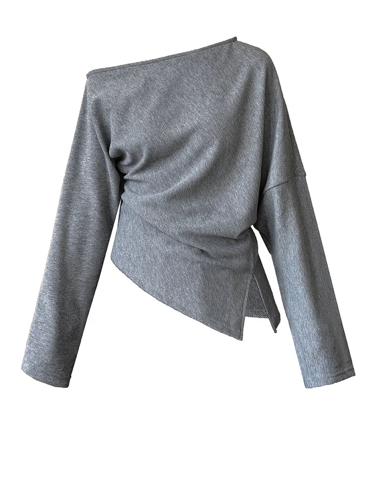 Sweatshirt – Irregular Pleated – Jersey – Black | KIMLUD
