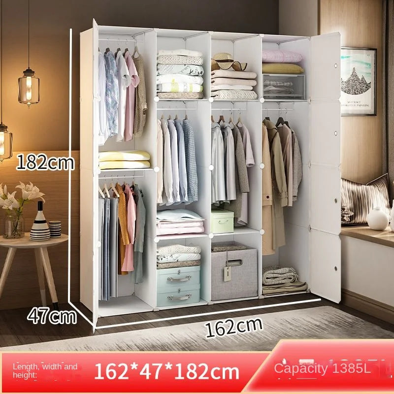 Plastic Wardrobe Collapsible with Large Space — White | KIMLUD