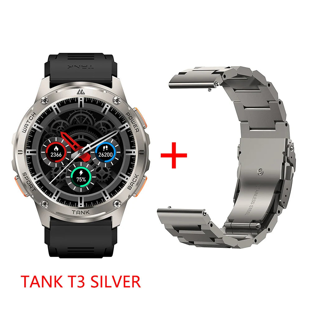 2024 KOSPET TANK T3 Smart Watch For Men 500mAh Battery Smartwatch Women Digital Fitness Watches AMOLED AI Voice AOD Bluetooth