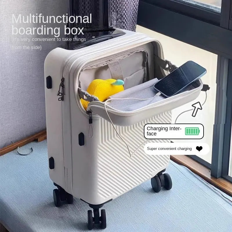 Luggage Front Opening Combination Box Charging Interface Multi-Function Trolley Box 20" Boarding Luggage Silent Universa Wheel