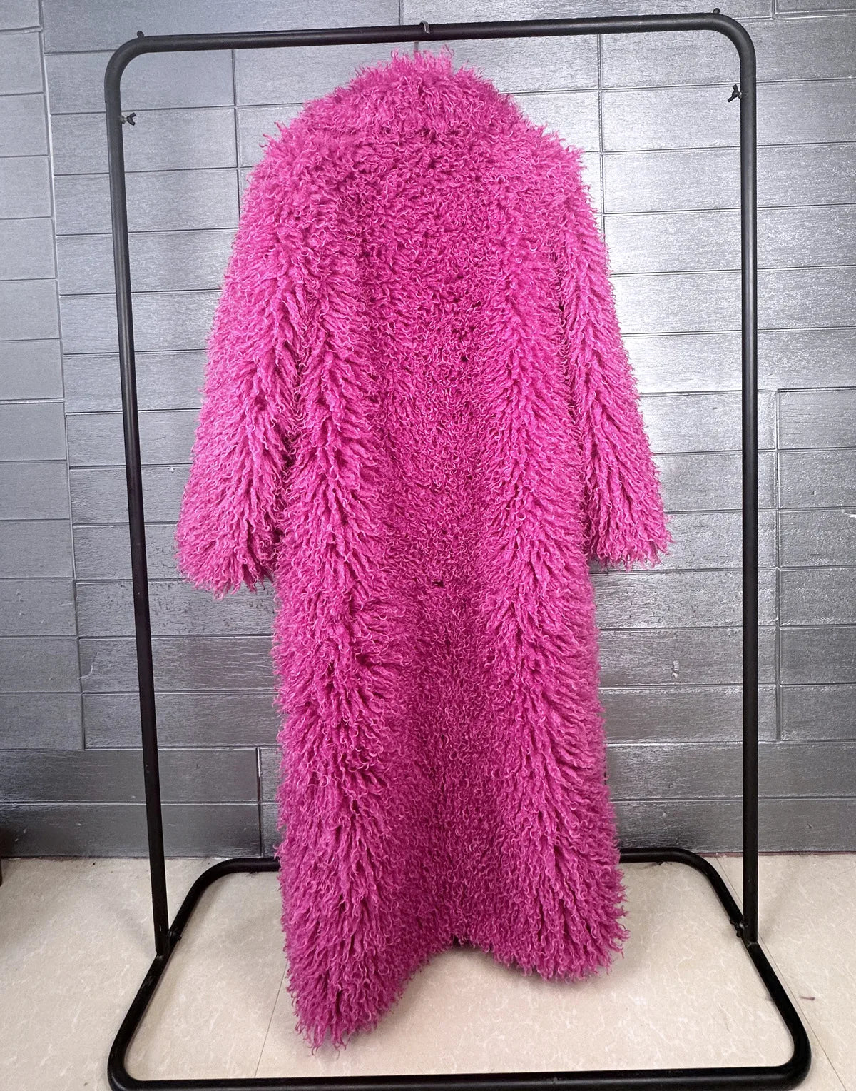 Faux Fur Coat – Long Overcoat – Artificial Fur – Rose Pink | KIMLUD