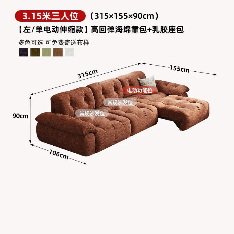 Velvet Designer Living Room Sofa Multifunctional Electric Adjustment — Burnt Orange | KIMLUD