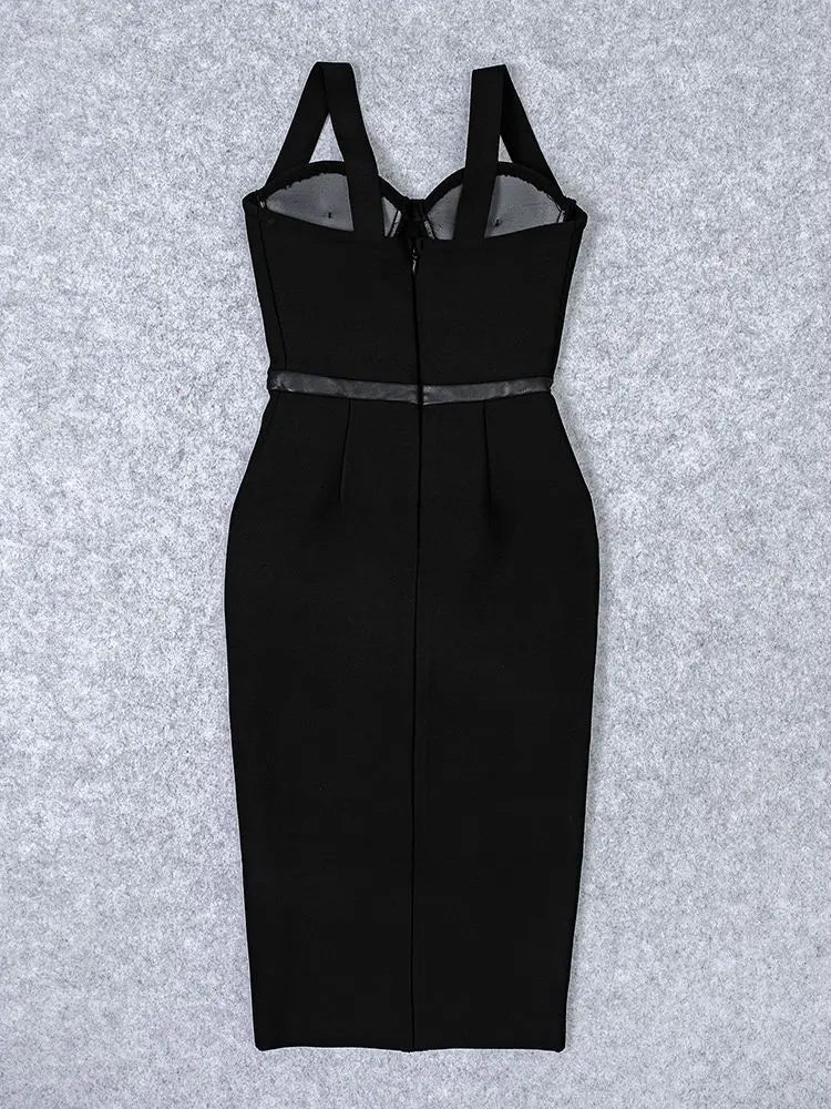 BEAUKEY Summer Sexy Slit Black HL Evening Bandage Dress Women Spaghetti Strap Maxi Dress Bodycon Club Party Dress XL Club Party
