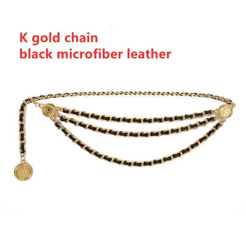 Metal Tassel Chain Waist Belt Retro Pendant Decoration — Gold-Tone | KIMLUD