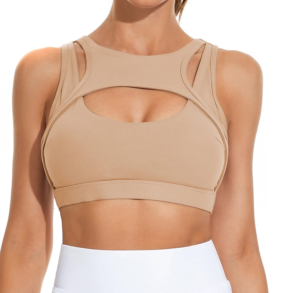 Removable Cups Sports Bra Shockproof High-Impact Running Fitness Support — Black | KIMLUD