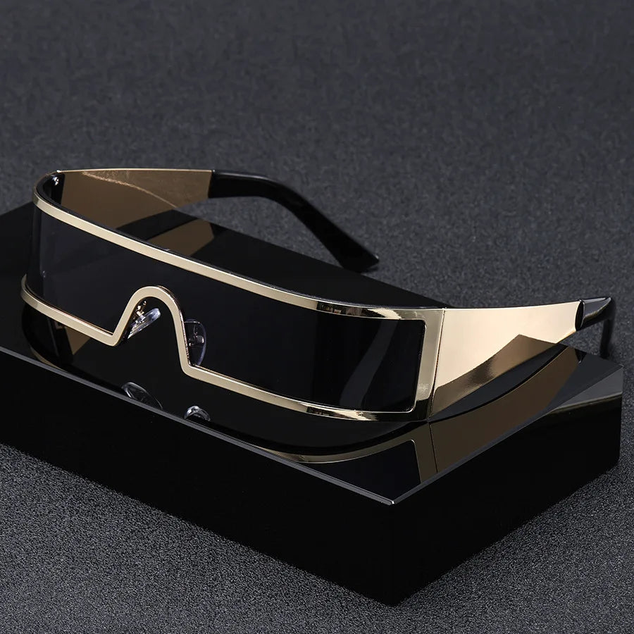Cyberpunk Alloy Sunglasses Narrow Frames — Black | KIMLUD