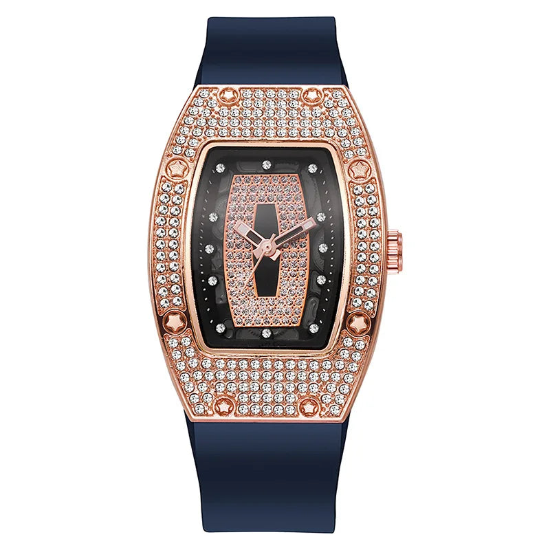 Silicone Tonneau Luxury Watch — Rose Gold | KIMLUD