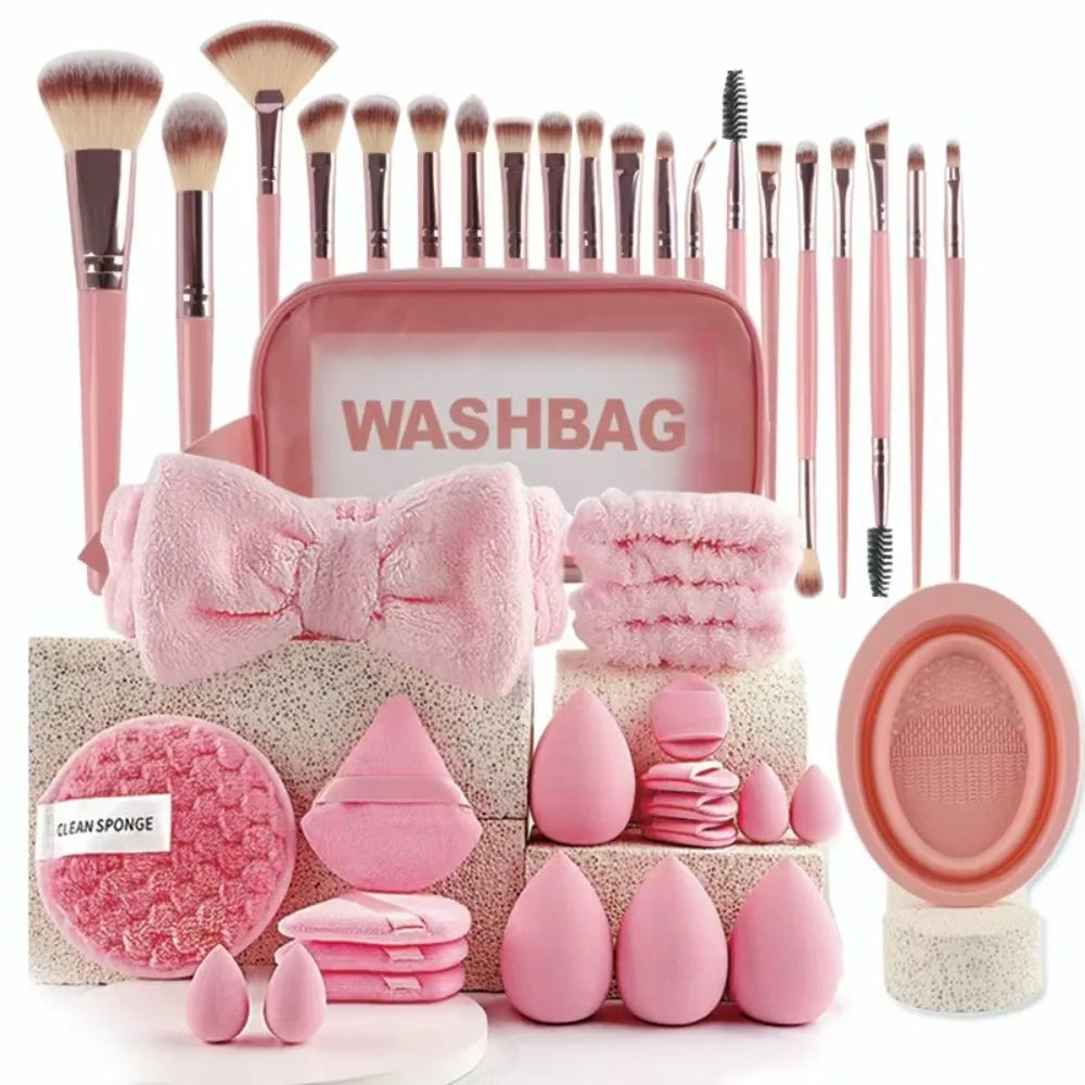 Soft 20/40pcs Makeup Tools Kit Headband Wristband Professional Makeup Brush Set Comfortable Makeup Brushes
