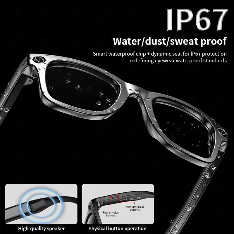 Smart Glasses With 8K Camera, Video Recording, AI Translation And Photo Recognition — Black | KIMLUD