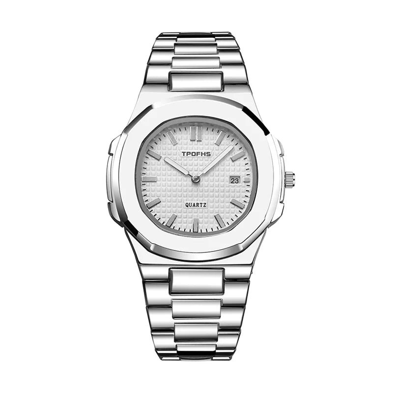 Luxury Watch Business 30M Waterproof Male Clock Luminous Date Stainless Steel Square Quartz Men Watch reloj hombre 2024 New - KIMLUD
