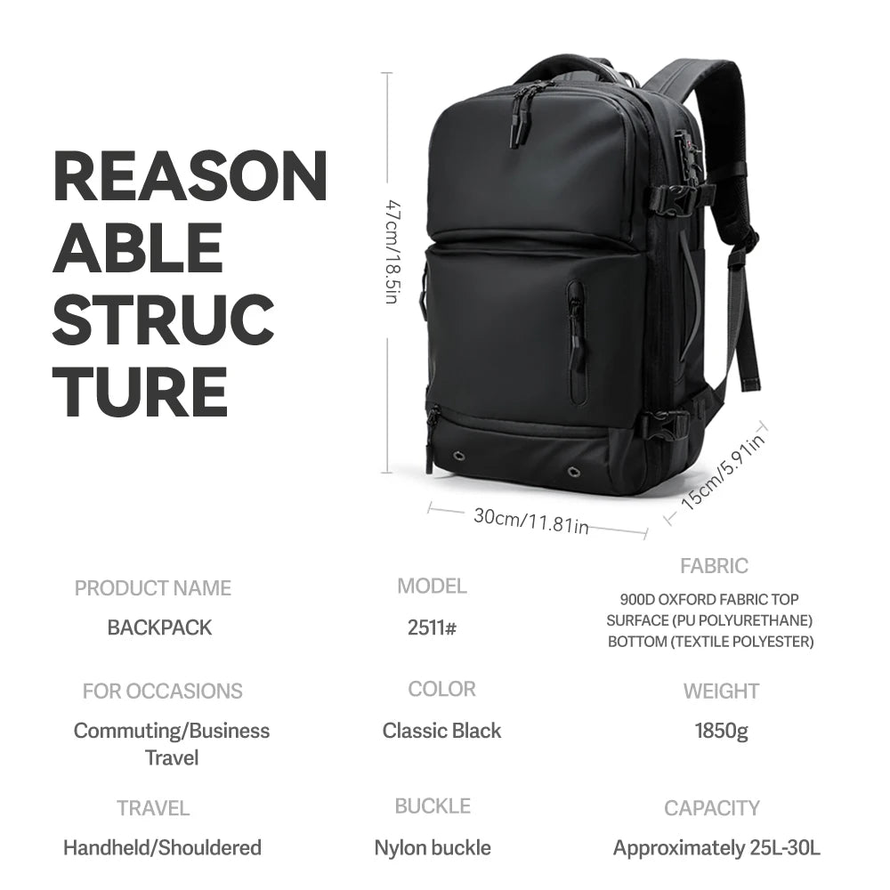 Men Travel Backpack vacuum compression 35L Laptop Backpack Business Large Capacity school Backpack Expanded Hiking backpack