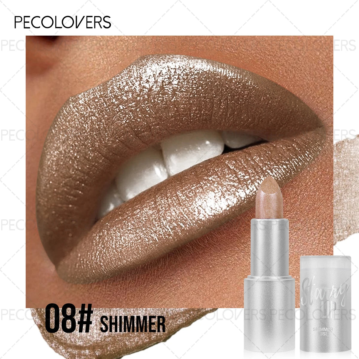 1PC Non-stick Cup, Waterproof, Long-lasting, Rich Colors, Fine Glitter, Pearlescent Lipstick, Ideal Christmas/Halloween Gift