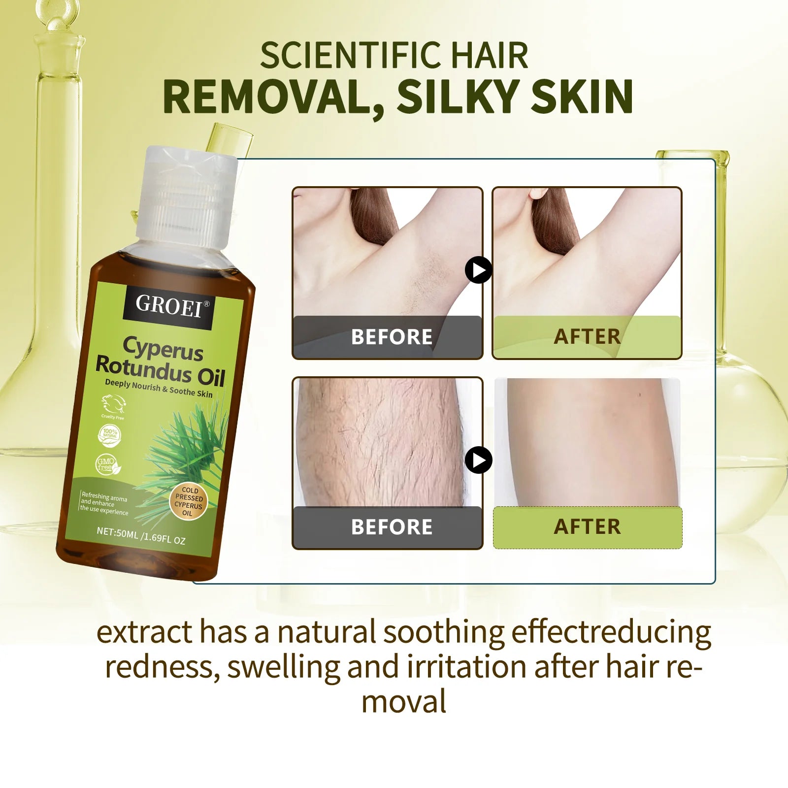 Gel-Based Hair Growth Inhibitor — Painless Depilatory For Underarms, Legs, Arms — Clear | KIMLUD