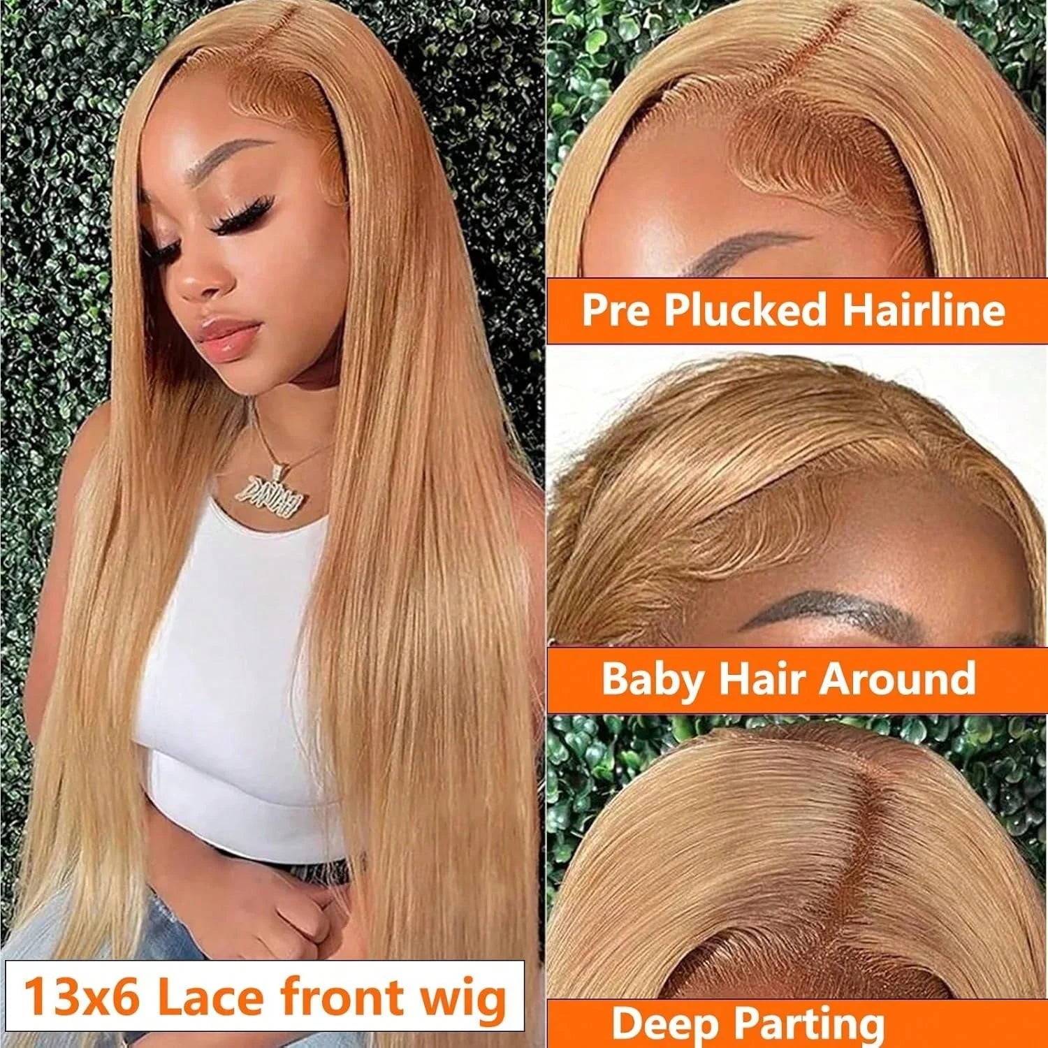 HD Lace Front Wig - Straight - Swiss Lace - 27 Honey Blonde | KIMLUD