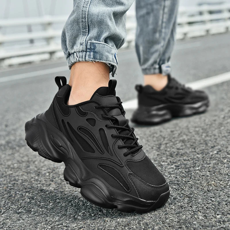 Air Mesh Platform Sneakers Casual Running Shoes — Black | KIMLUD
