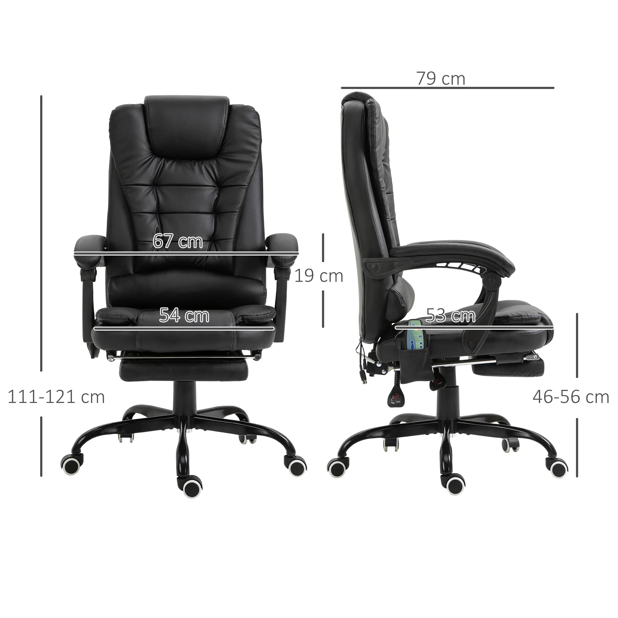 Vinsetto 7 points massage office chair with black retractable footrest