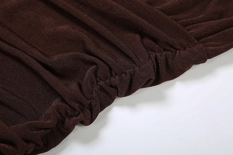 Kliou Ruched Elegant Long Dress Woman Autumn Trend o-Neck Full Sleeve Skinny Stretch Street Y2K Casual Style Classic Vestidos