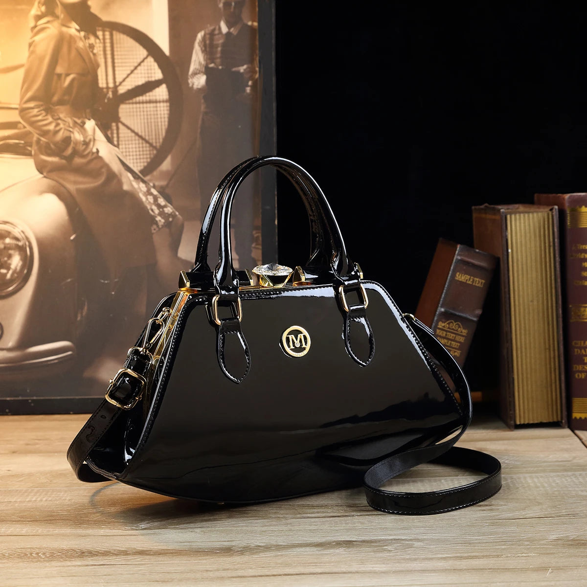 Luxury Designer Shoulder Bag Women Phone Pocket Leopard Pattern Diagonal Cross Bag Patent Leather Glossy Retro Versatile Handbag