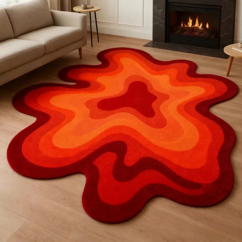 Abstract Plush Rug Irregular Shape — Navy | KIMLUD