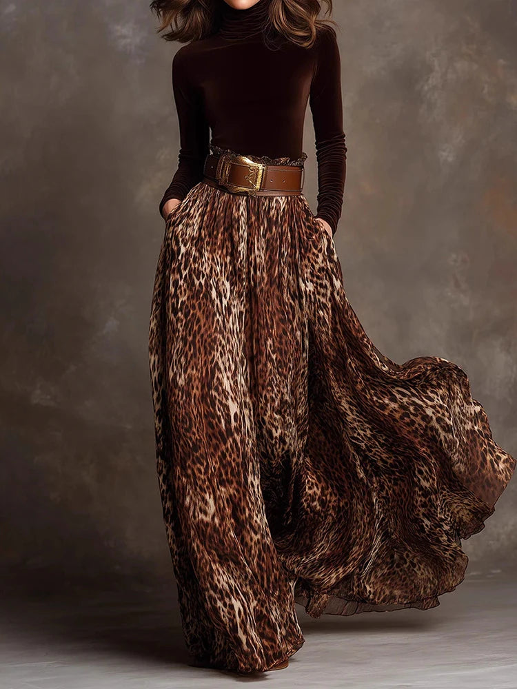 Autumn Winter Women's O Neck Pullover Top And Maxi Skirt Two-Piece Set Long Sleeve Chic Holiday Fashion Outfit Ladies Suits 2025