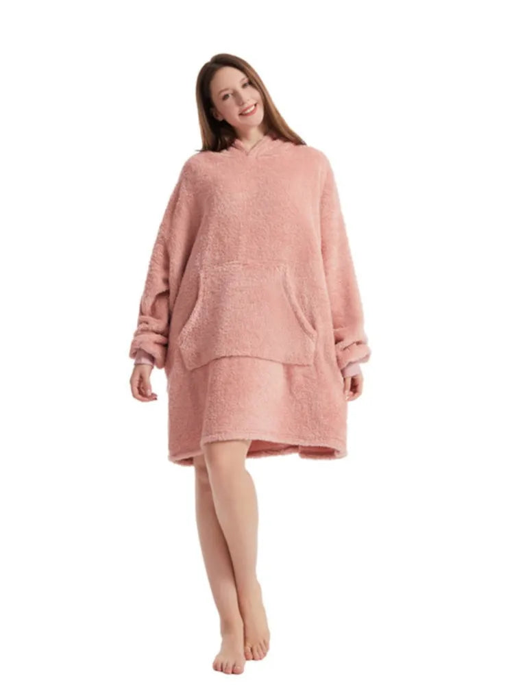 Hoodie Pajama Set – Long Sleeves With Pockets – Velvet | KIMLUD