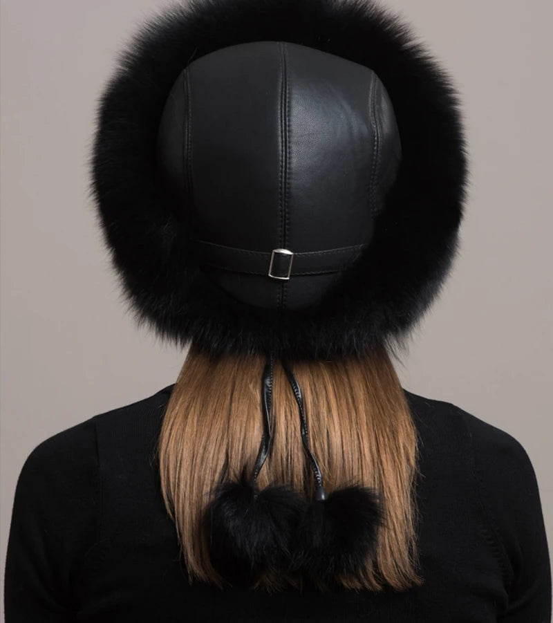 Fox Fur Hat – Real Fox Fur – Winter Warm Cap For Women | KIMLUD