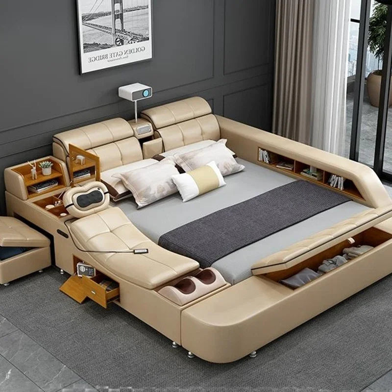 Double Smart Bed Modern Storage Queen Multifunctional Beauty Luxury Bed Sun Princess Sex Sleeping Camas De Casal Home Furniture