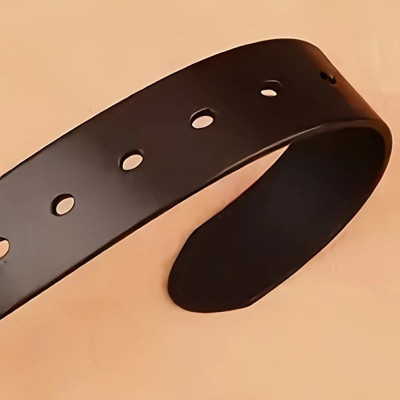 PU Leather Belt Coboy Style Pin Buckle 3.8cm Width For Everyday Business Casual — Dark | KIMLUD