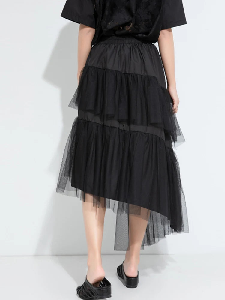 A-Line Skirt – High Elastic Waist – Jersey – Black | KIMLUD