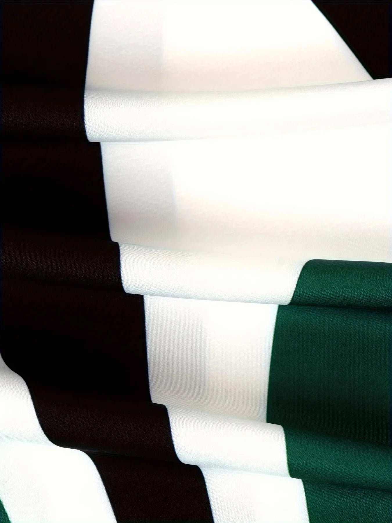 Skirt - Striped Pattern - Polyester - Black White Green Stripes | KIMLUD