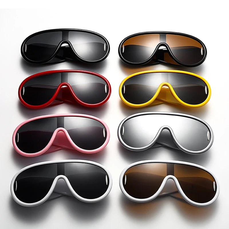 Vintage Round Sunglasses Exaggerated Circular Frames — Black | KIMLUD