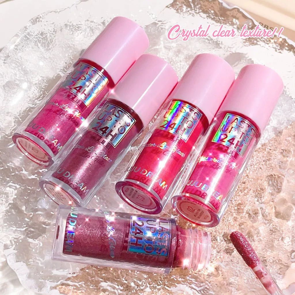 Glitter Lip Glaze Long Lasting — Pink Shimmer | KIMLUD
