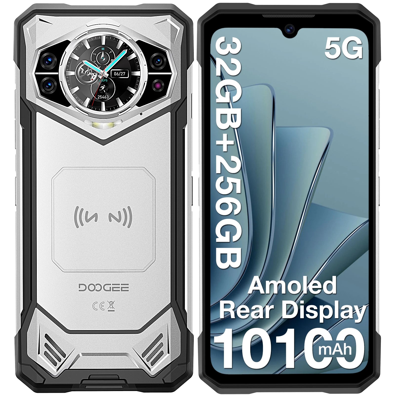 DOOGEE S200 5G Rugged Phone 1.32" Rear Display 12GB 256GB 6.72" 120Hz 100MP AI Main Camera 10100mAh Battery 33W Smartphone