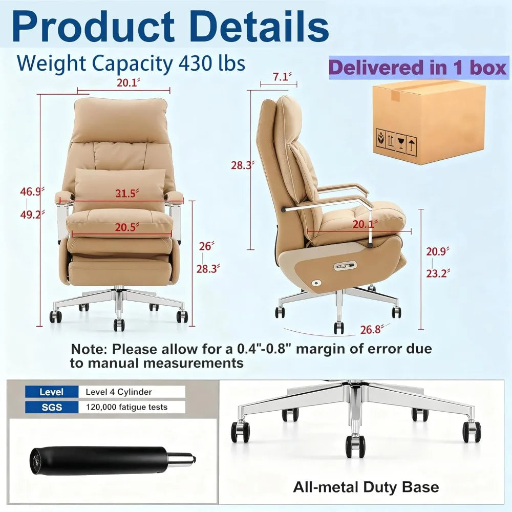 KIMLUD, Dual Motor Executive Home Office Chair with Footrest One-Click Electric Recline with Massage  Pillow Support 430LBS Big and Tall, KIMLUD Womens Clothes