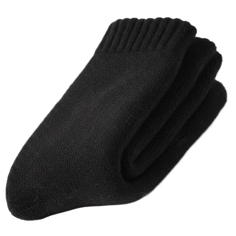 Merino Wool Socks Extra Thick Winter Warm — Black | KIMLUD